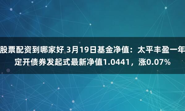 股票配资到哪家好 3月19日基金净值：太平丰盈一年定开债券发起式最新净值1.0441，涨0.07%