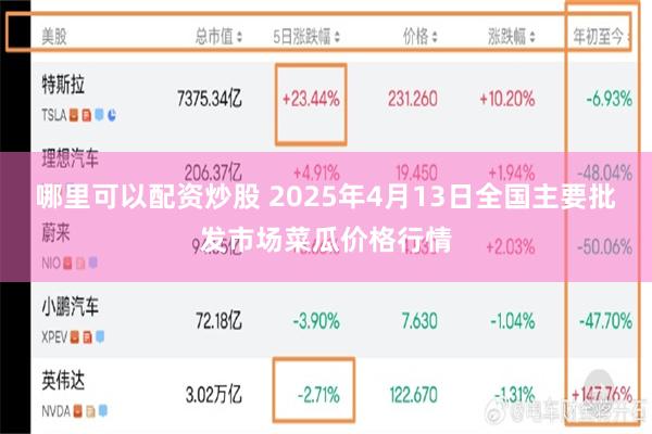 哪里可以配资炒股 2025年4月13日全国主要批发市场菜瓜价格行情