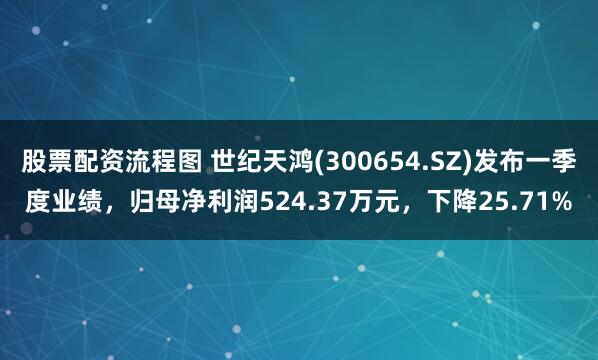 股票配资流程图 世纪天鸿(300654.SZ)发布一季度业绩，归母净利润524.37万元，下降25.71%