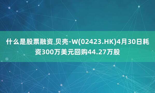 什么是股票融资 贝壳-W(02423.HK)4月30日耗资300万美元回购44.27万股