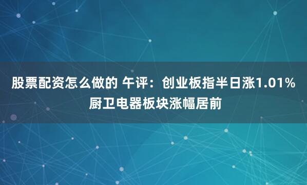 股票配资怎么做的 午评：创业板指半日涨1.01% 厨卫电器板块涨幅居前