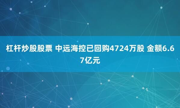 杠杆炒股股票 中远海控已回购4724万股 金额6.67亿元