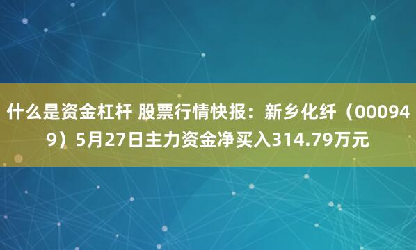 什么是资金杠杆 股票行情快报：新乡化纤（000949）5月27日主力资金净买入314.79万元