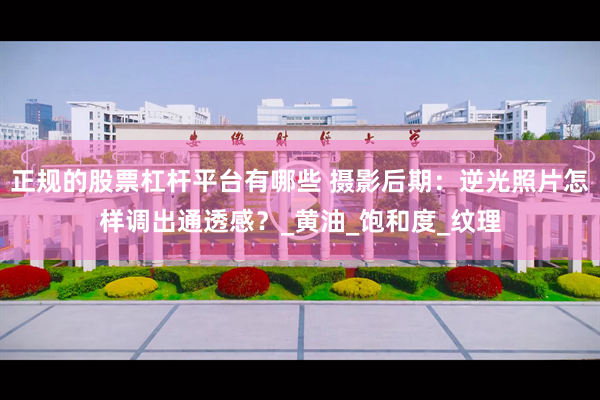 正规的股票杠杆平台有哪些 摄影后期：逆光照片怎样调出通透感？_黄油_饱和度_纹理